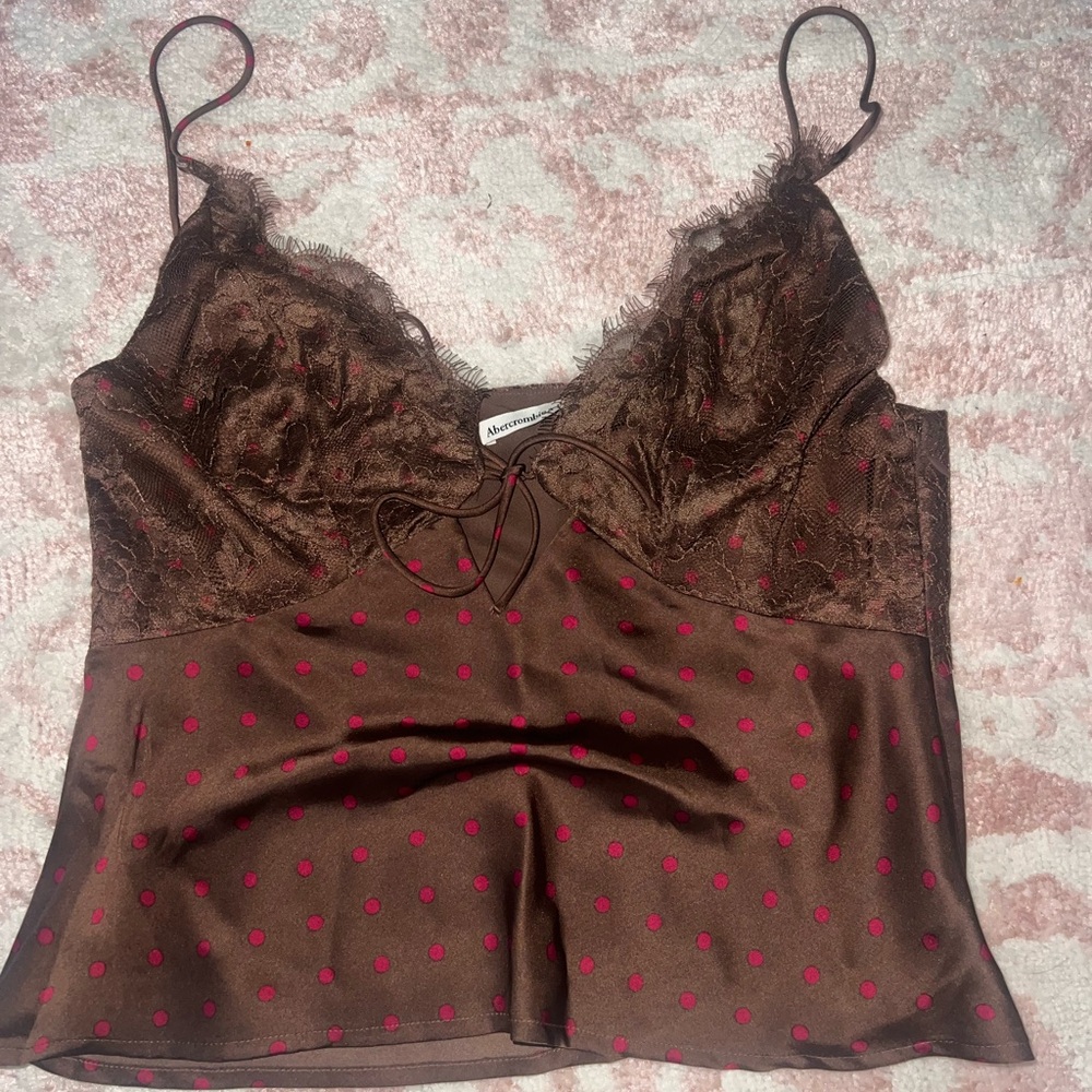 Abercrombie & Fitch Brown and Pink Lace Chemise
